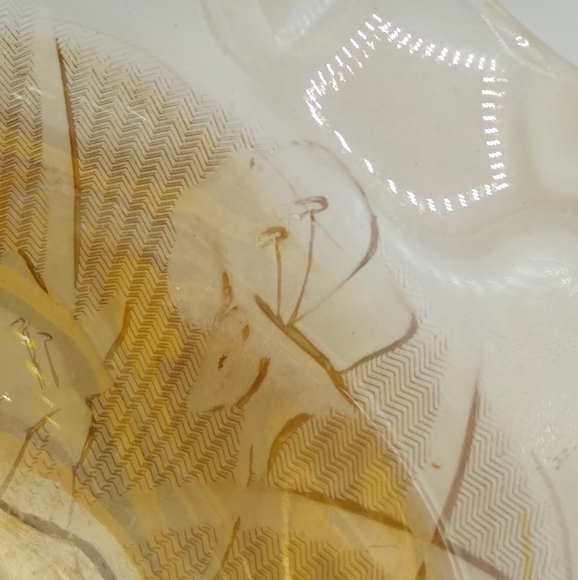 Jeanette Glass Iris Herringbone Iridescent Amber Carnival Glass Ruffled … - Picture 11 of 13